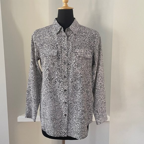 Equipment Black and White Print Blouse - Picture 1 of 12